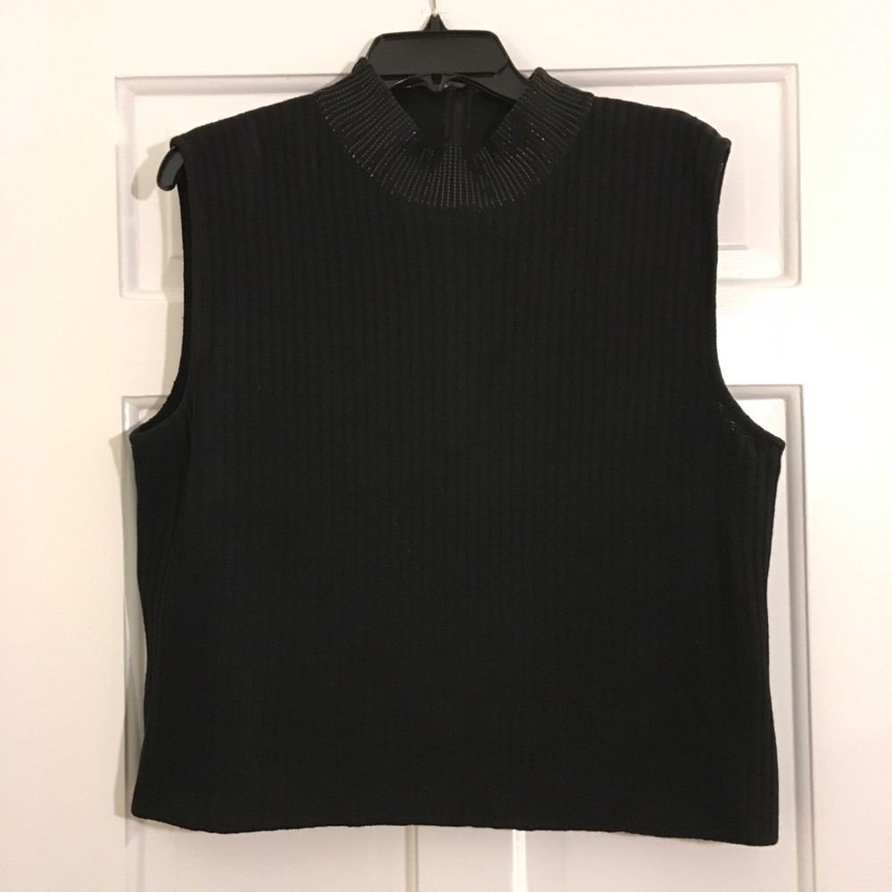 St. John ribbed black sleeveless turtleneck